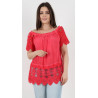 Italian Crochet Lace Hem & Sleeve Bardot Tunic Top