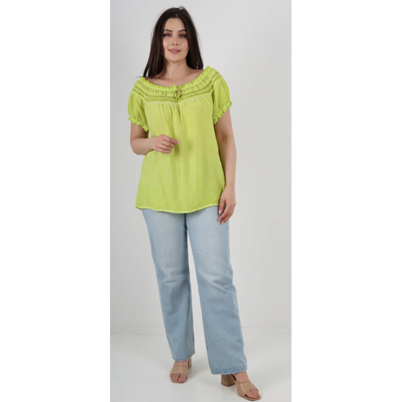 Italian Ruffle Detail Bardot Tunic Top