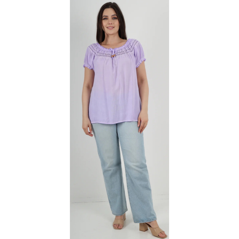 Italian Ruffle Detail Bardot Tunic Top