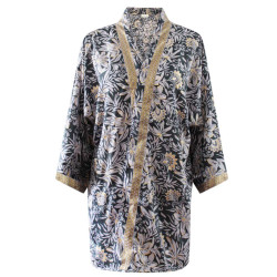 Black, Grey & Gold Floral Viscose Summer Jacket